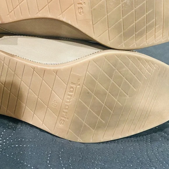 Women’s Tamaris Genuine Suede Leather Slip On Oxford Loafer Metallic Cap Toe 40 - Picture 7 of 7